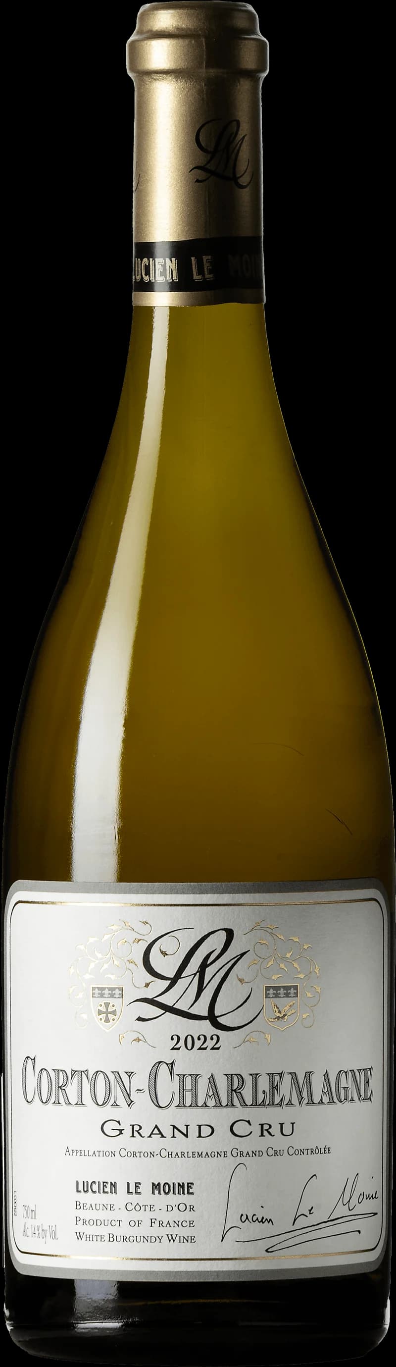 Flaska Corton-Charlemagne Grand Cru vitt vin från Bourgogne