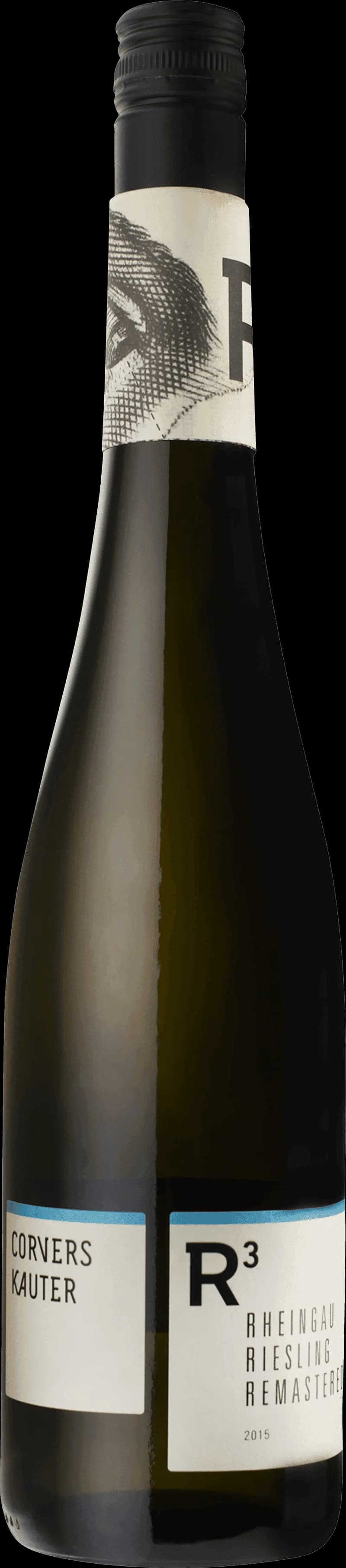 Flaska och glas med Corvers Kauter R3 vitt vin.