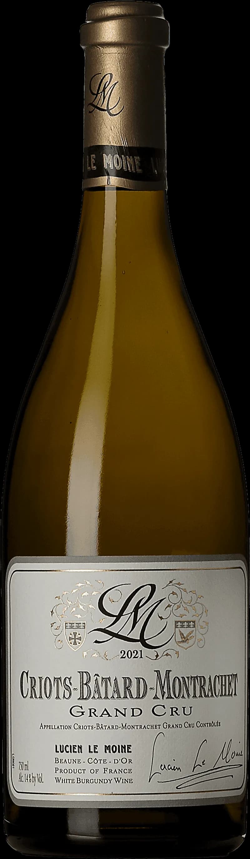 Flaska Criots-Bâtard-Montrachet Grand Cru vitt vin från Bourgogne