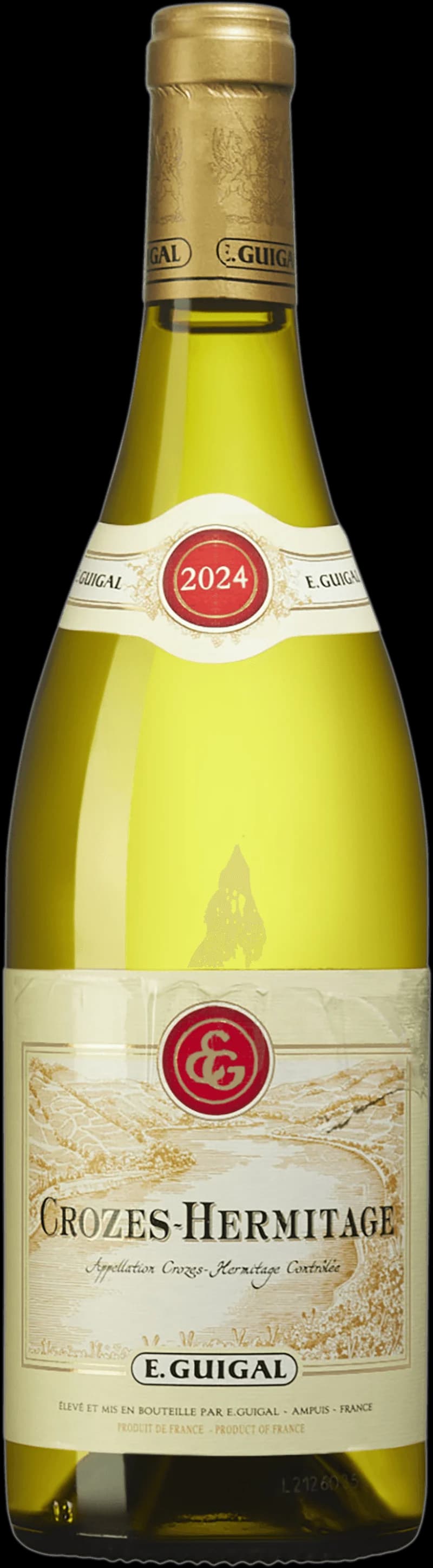 Flaska Crozes-Hermitage blanc vitt vin från Rhône-dalen.