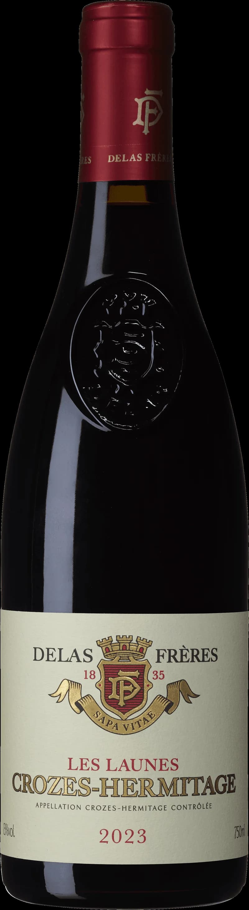 Flaska Crozes-Hermitage Les Launes rött vin från Rhône-dalen