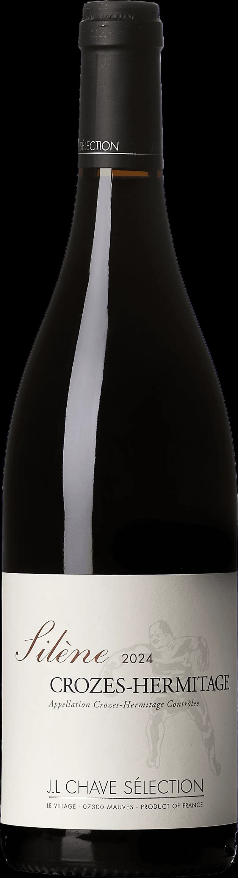 Flaska Crozes-Hermitage Rouge Silène rött vin från Rhône-dalen.