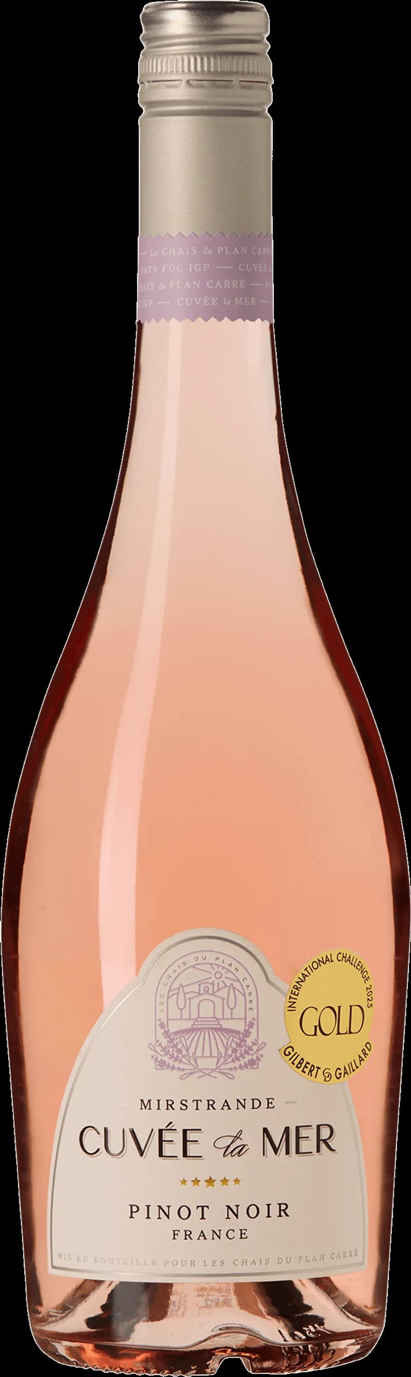 Flaska av Cuvée La Mer Rosé, ett rosévin från Frankrike.