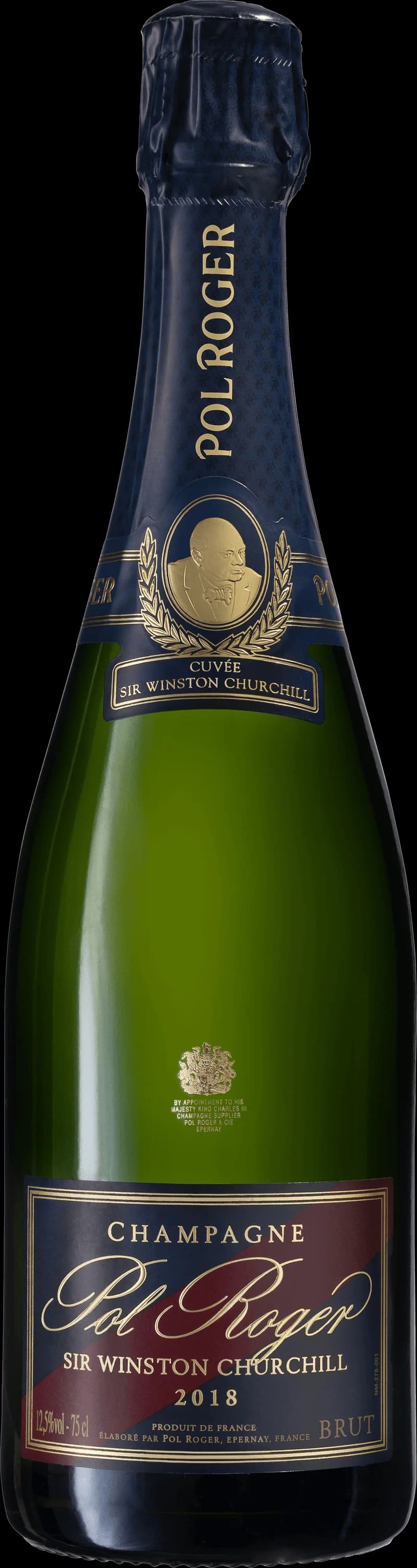 Flaska av Cuvée Sir Winston Churchill mousserande vin från Pol Roger.