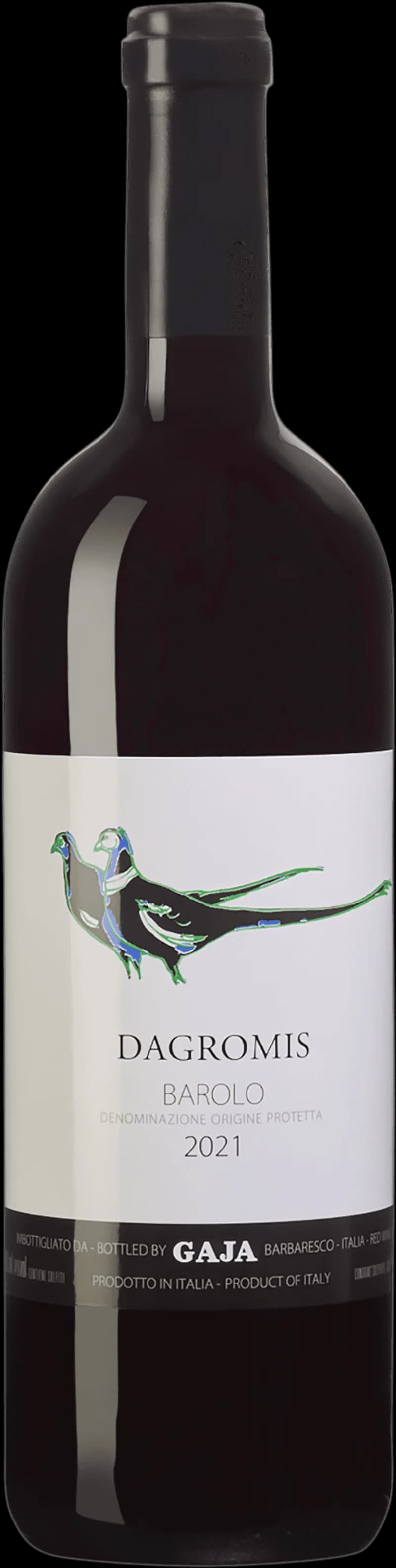 Flaska med Dagrömis rött vin på en bordsservering.