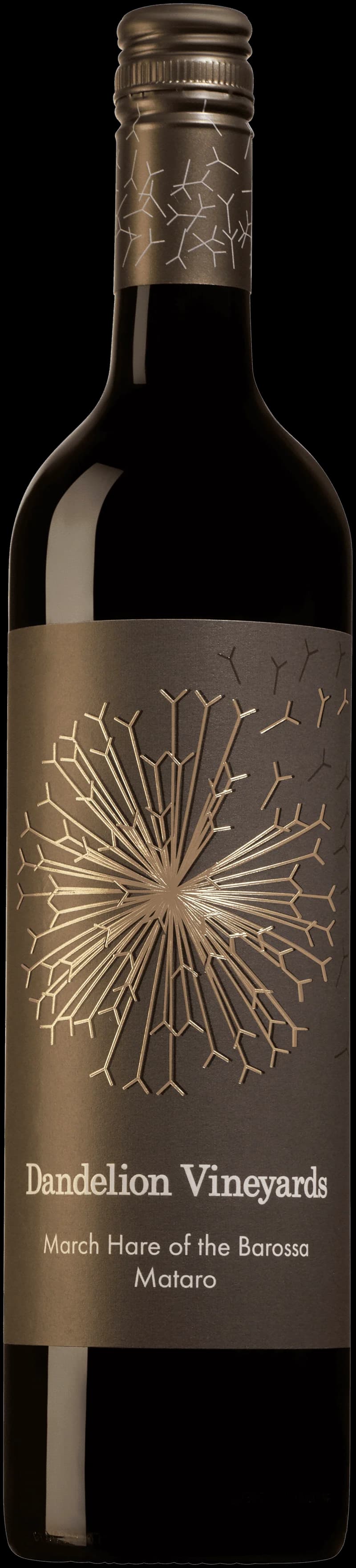 Flaska av rött vin från Dandelion Vineyards på en bordsservering.