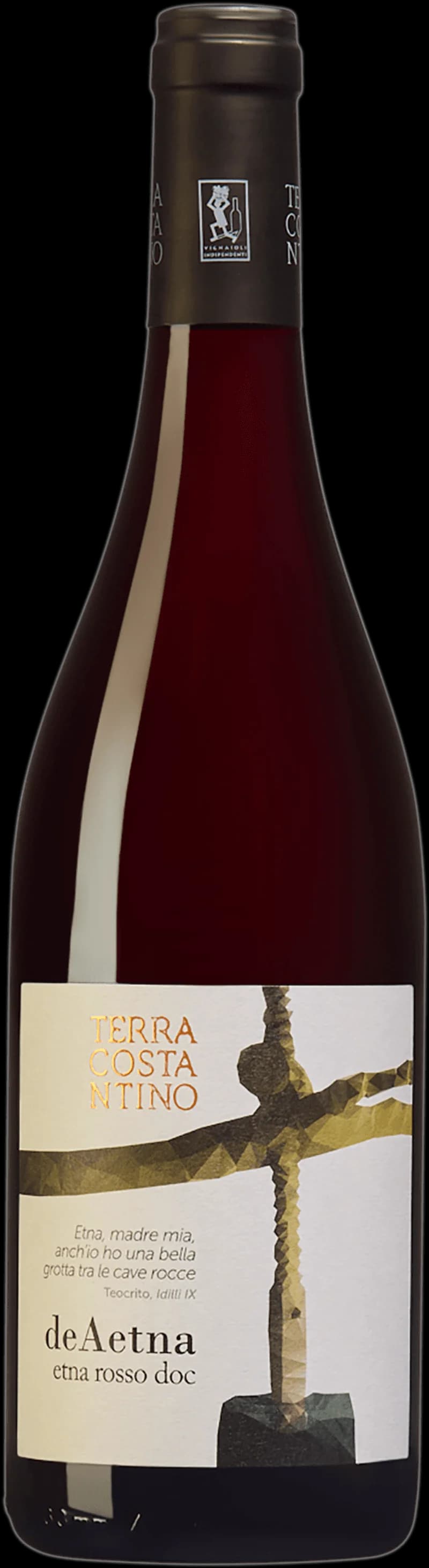 Flaska av Deaetna Rosso rött vin mot neutral bakgrund