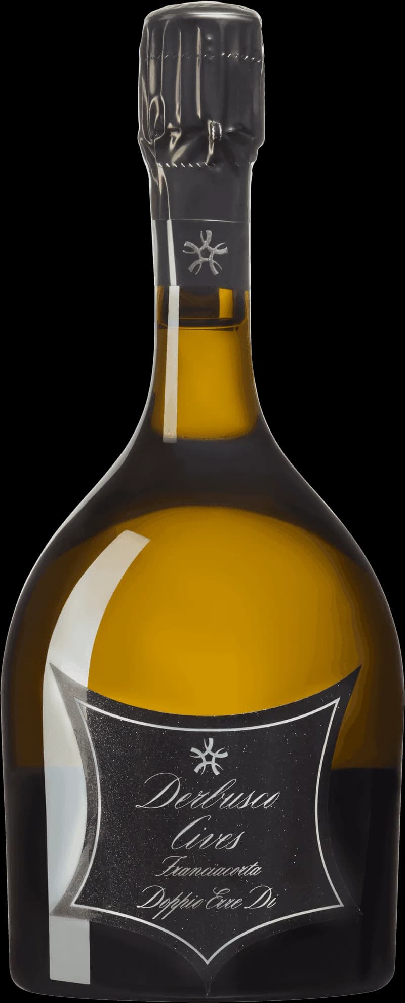 Flaska Derbusco Cives mousserande vin mot ljus bakgrund