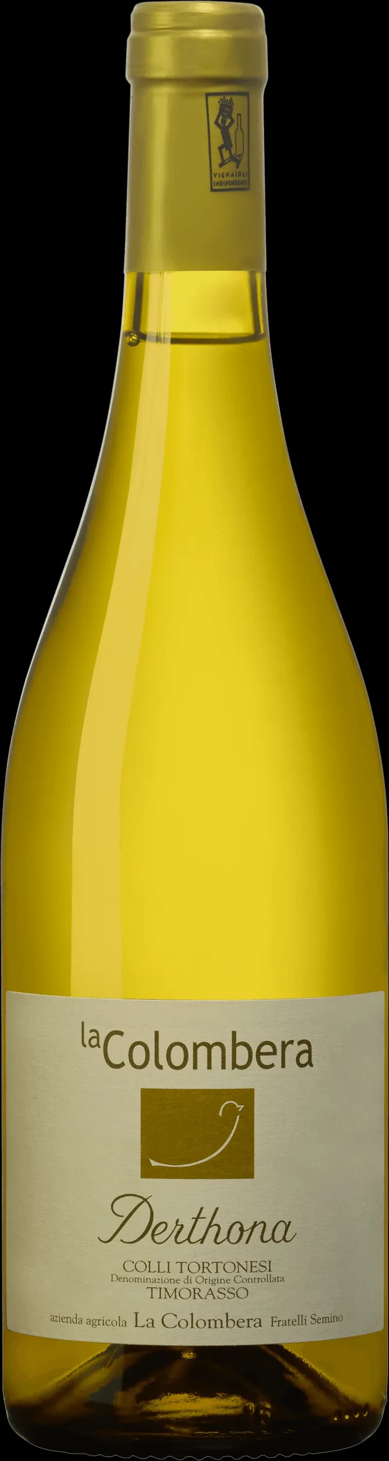 Flaska Derthona vitt vin på bordet