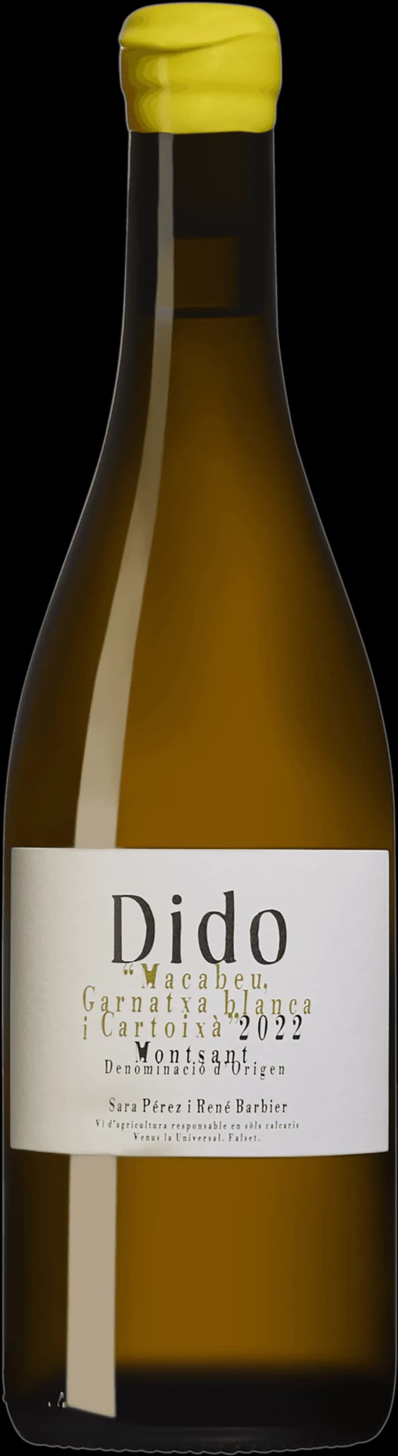 Flaska med Dido Blanc vitt vin mot ljus bakgrund
