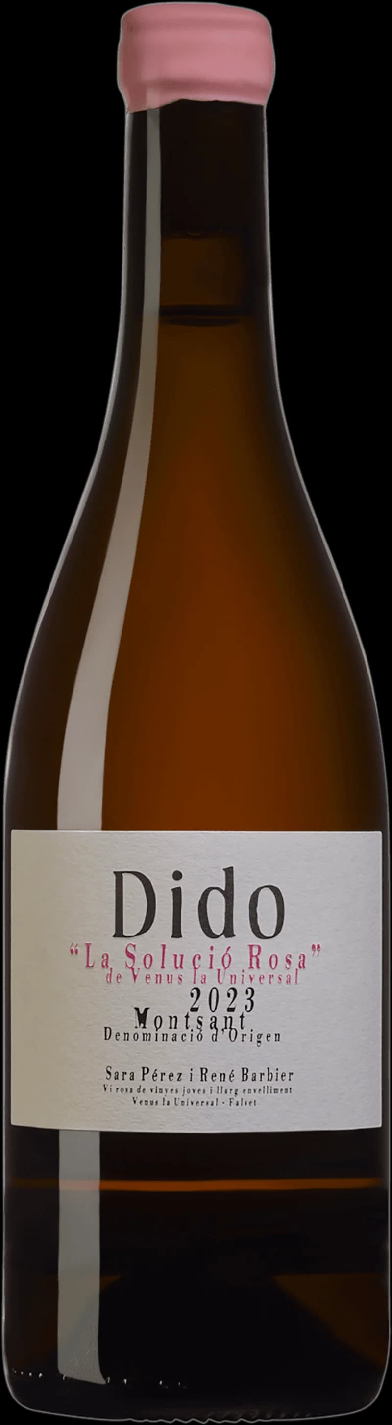 Flaska med Dido rosévin mot ljus bakgrund