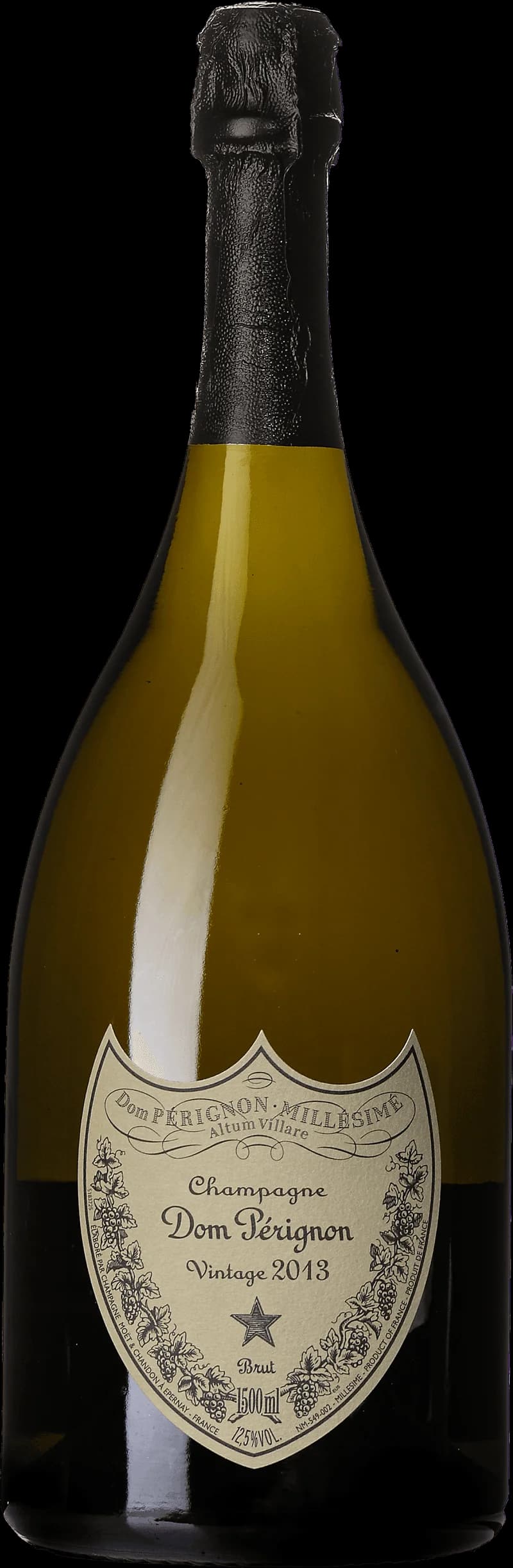 Flaska Dom Pérignon champagne mot mörk bakgrund