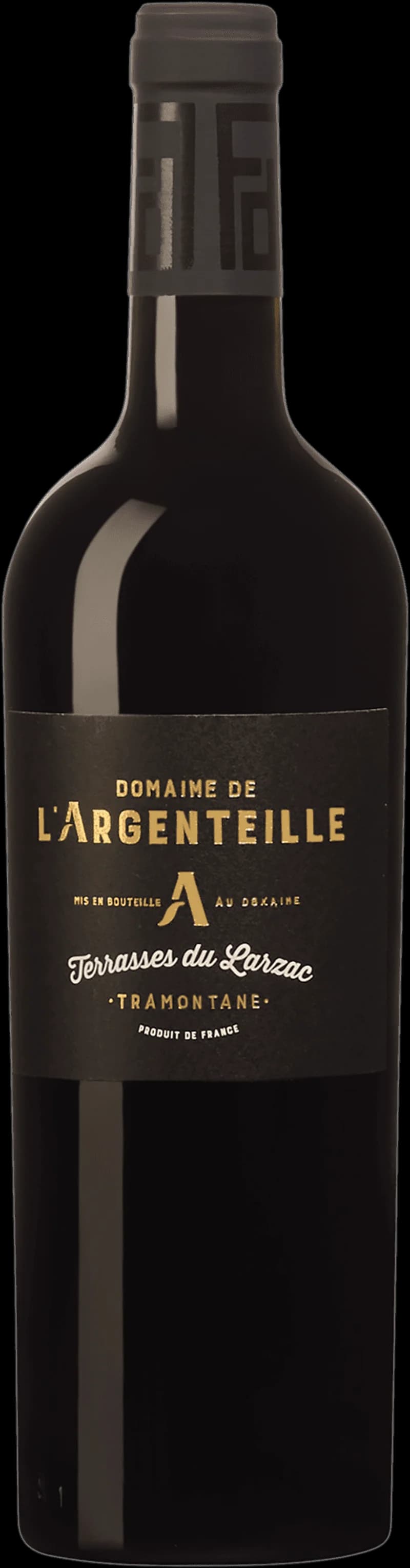 Flaska av Domaine de l'Argenteille rött vin mot neutral bakgrund.