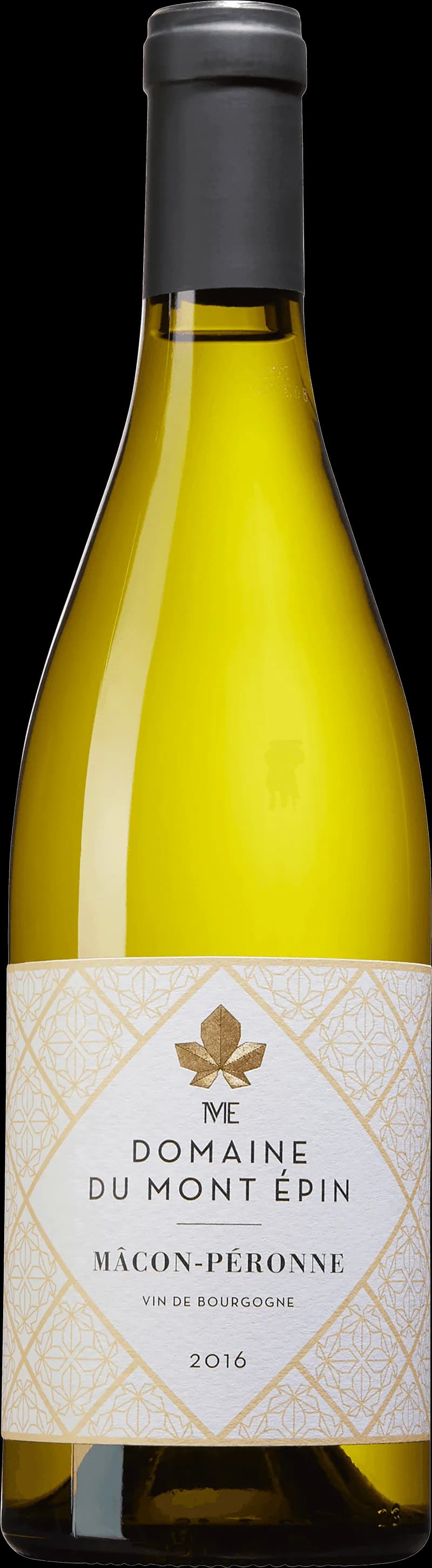 Flaska av Domaine du Mont Épin vitt vin på en ljus bakgrund.