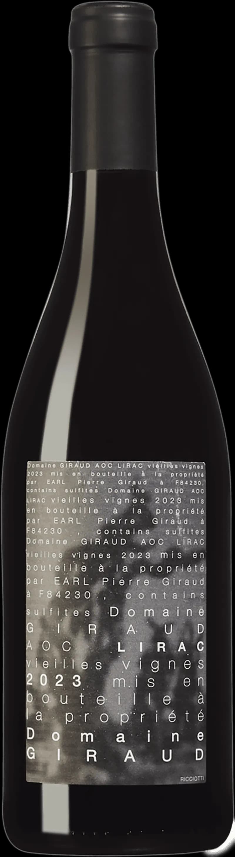 Domaine Giraud rött vin, flaska och glas på bord
