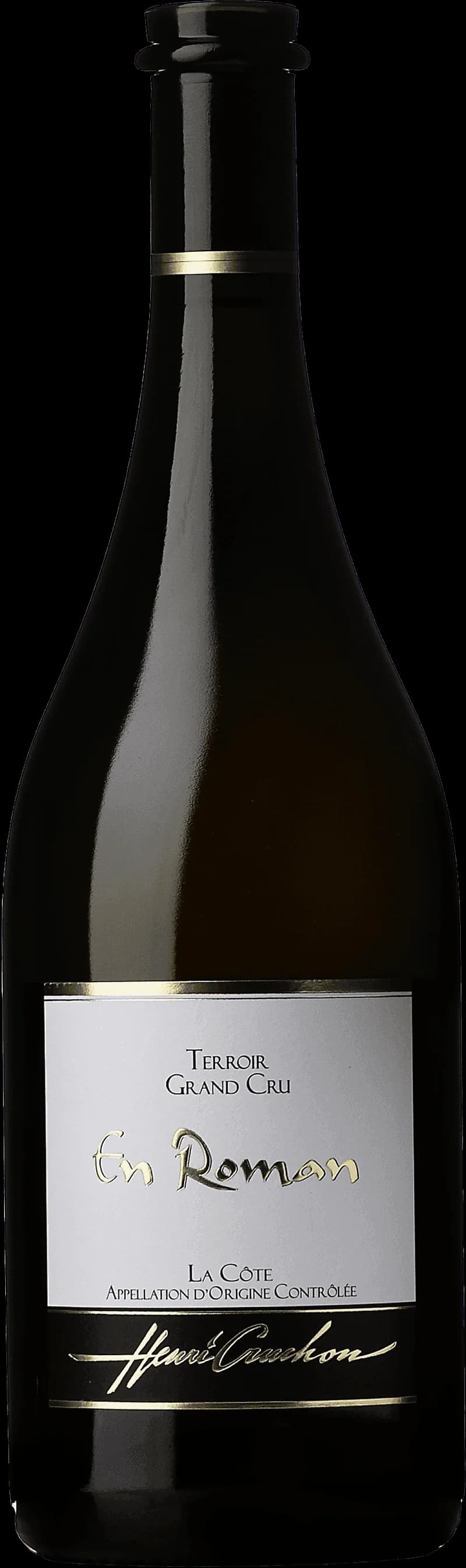 Flaska vitt vin från Domaine Henri Cruchon mot neutral bakgrund