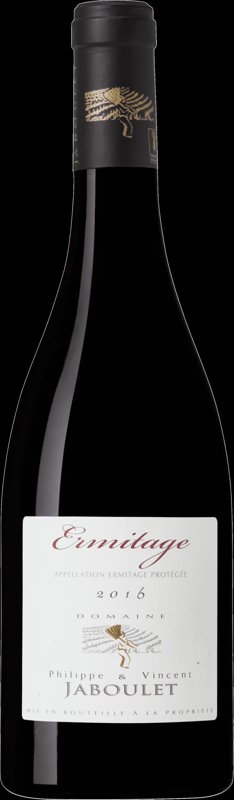 Etikett på Domaine Philippe Vincent Jaboulet rött vin från Rhône-dalen.