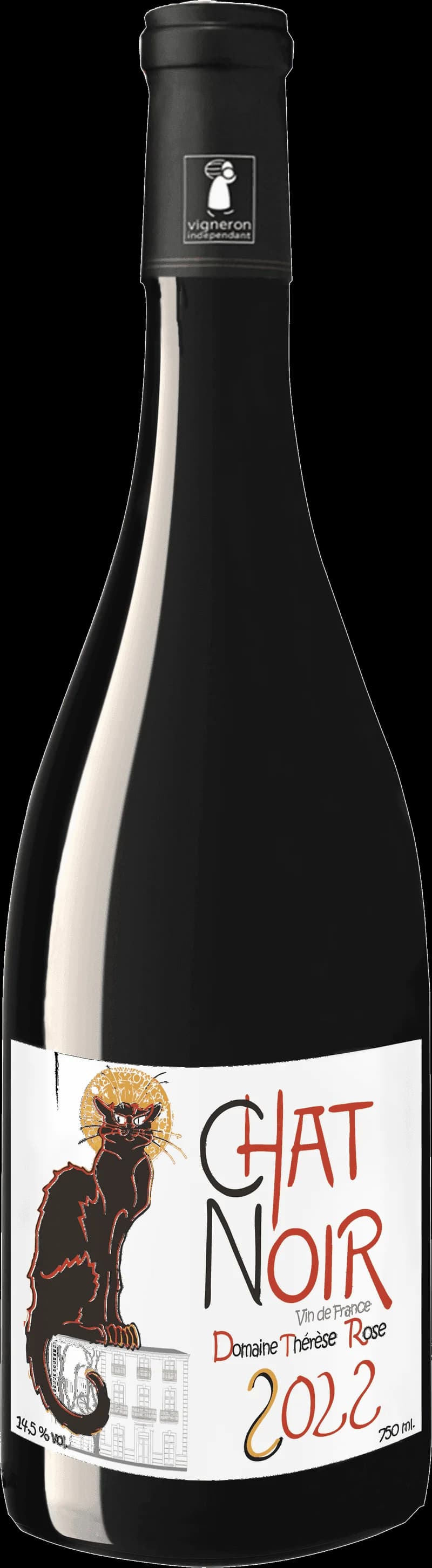 Flaska av Domaine Therse rosé rött vin mot ljus bakgrund.