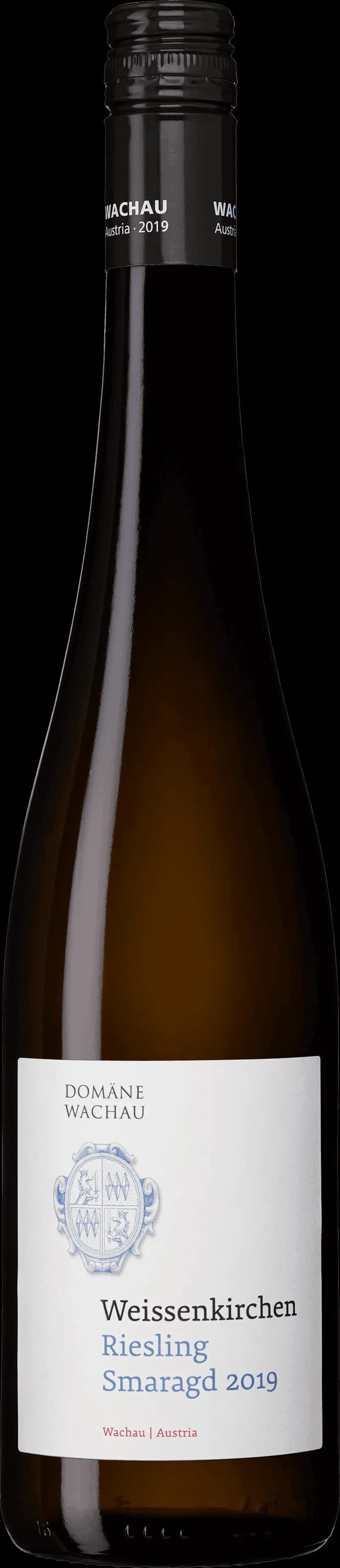 Flaska och glas med vitt vin från Domäne Wachau i Österrike.