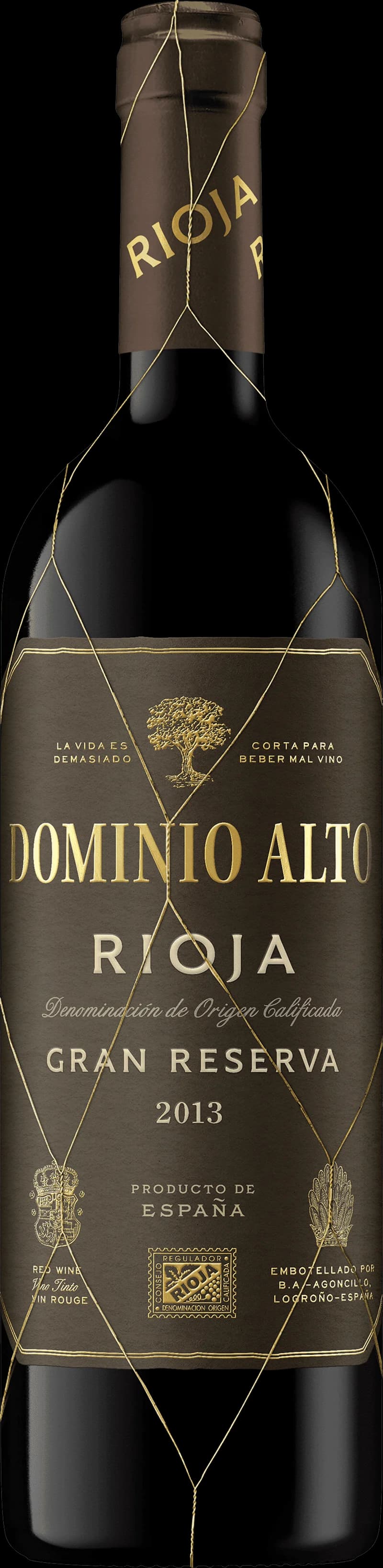 Flaska av Dominio Alto rött vin på en bordsservering.