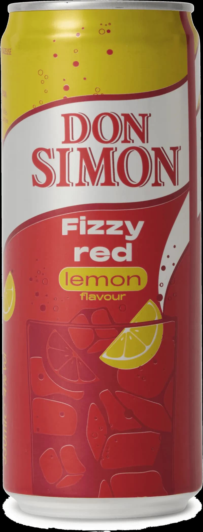 Flaska Don Simon smaksatt vin och fruktvin på vit bakgrund