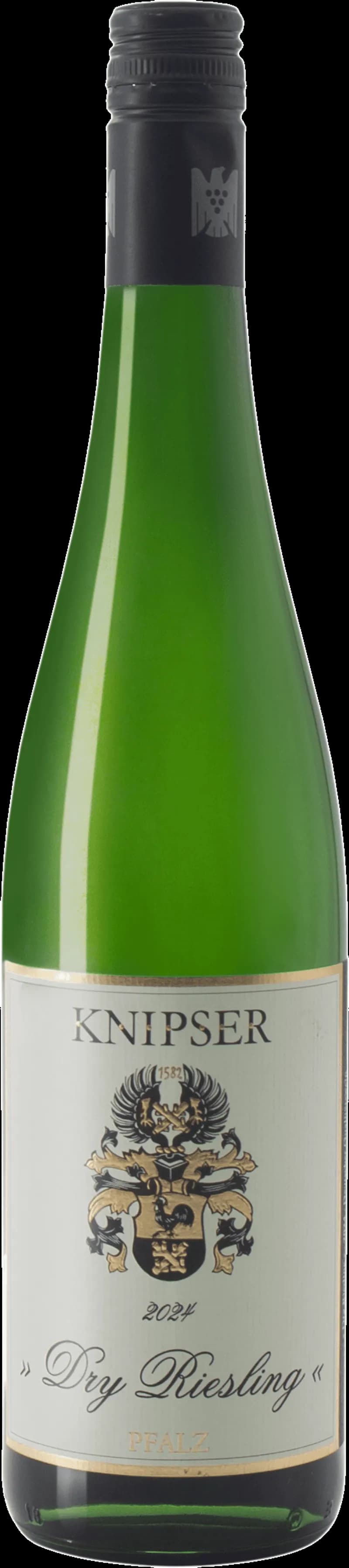 Flaska torrt Riesling vitt vin mot neutral bakgrund