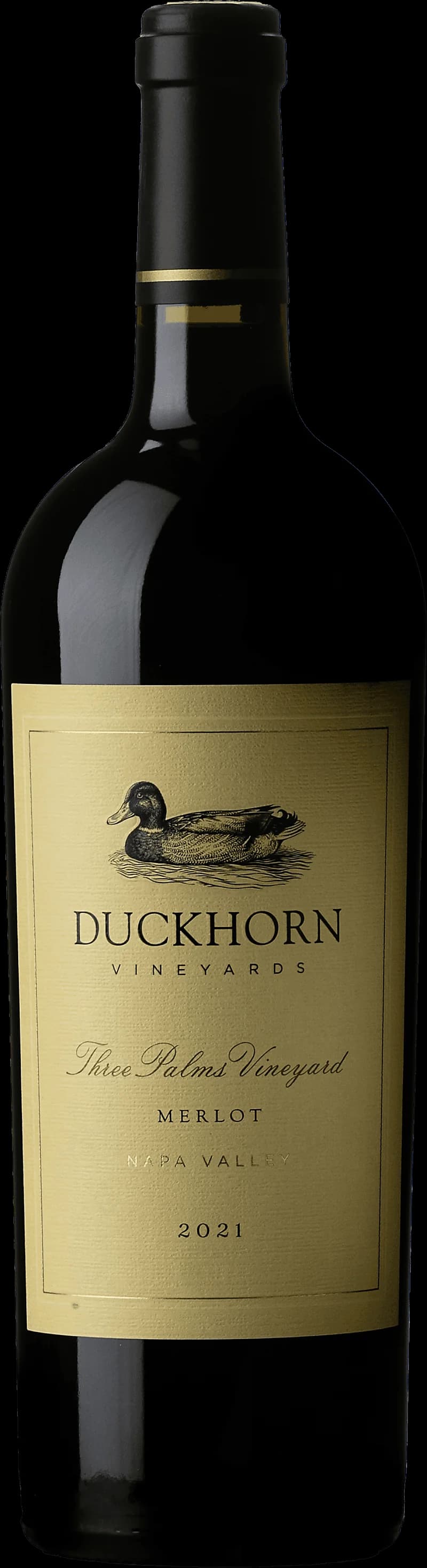 Flaska Duckhorn Three Palms Vineyard rött vin mot neutral bakgrund