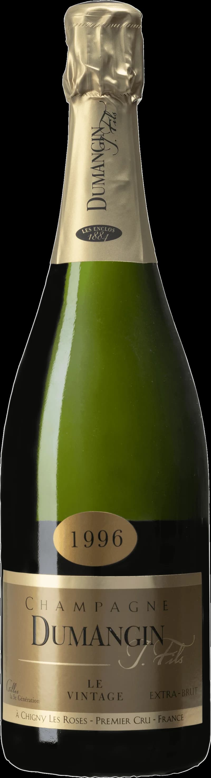 Flaska med Dumangin mousserande vin mot neutral bakgrund.