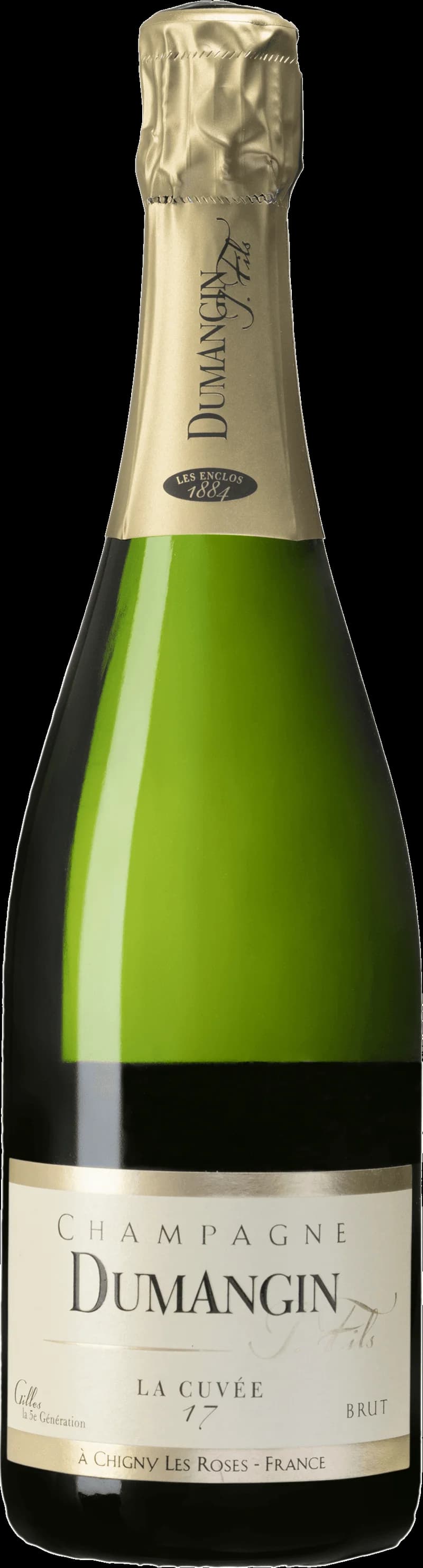 Flaska av Dumangin mousserande vin på vit bakgrund