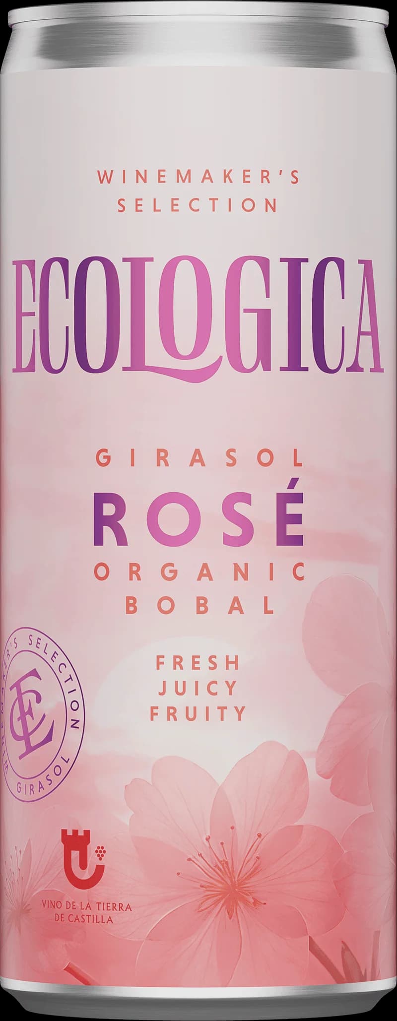 Flaska av Ecologica Girasol Rosé, ett ekologiskt rosévin från Italien.
