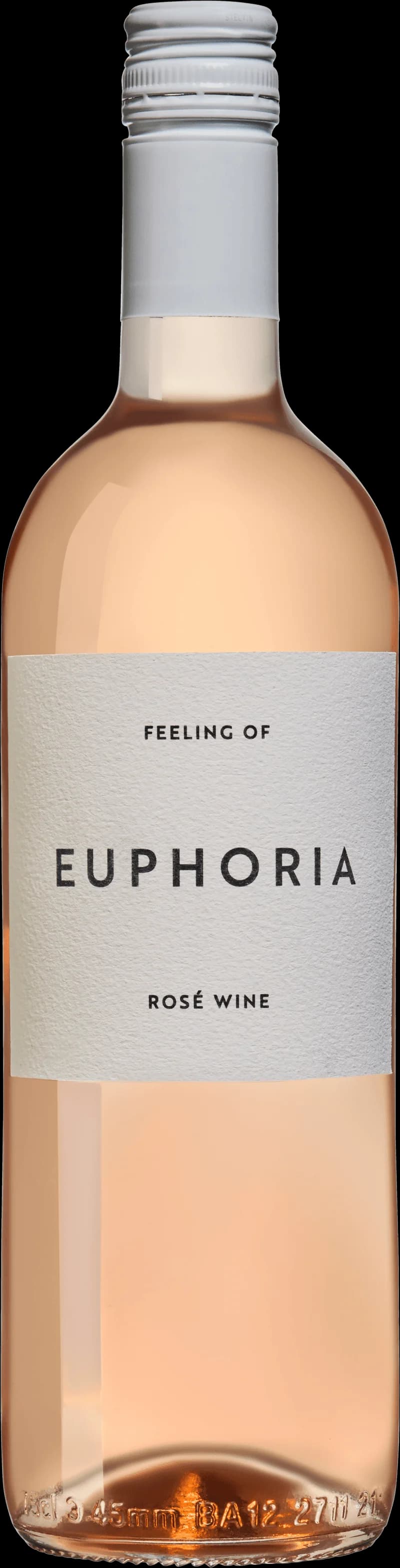 Flaska av Euphoria rosévin mot en ljus bakgrund.