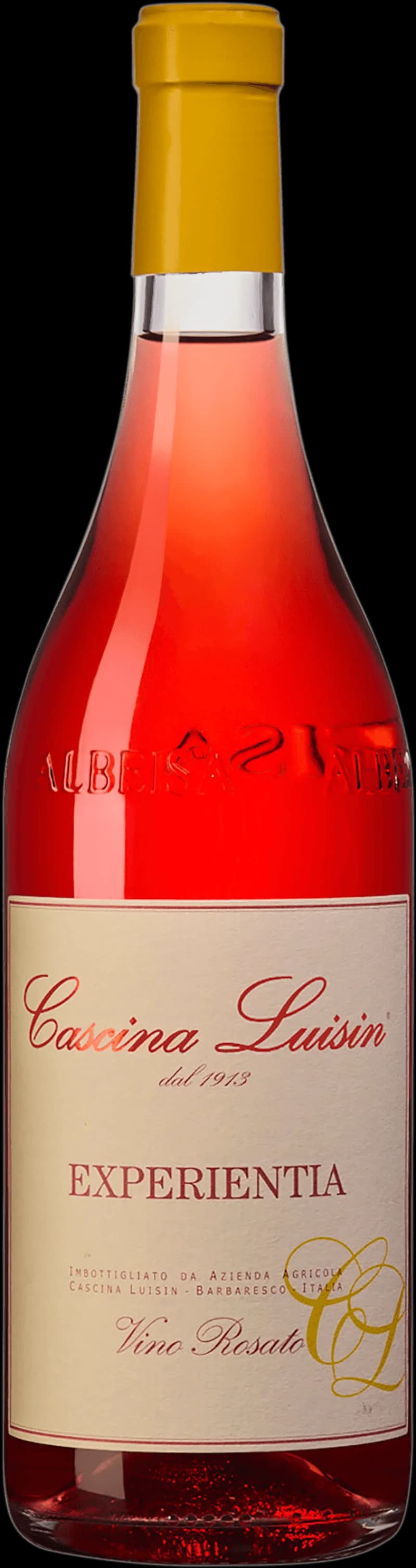 Flaska Experientia Rosato rosévin mot ljus bakgrund