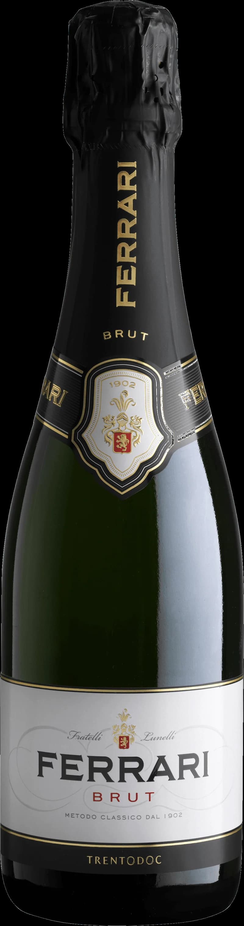 Ferrari mousserande vin i en elegant flaska med bubblor.