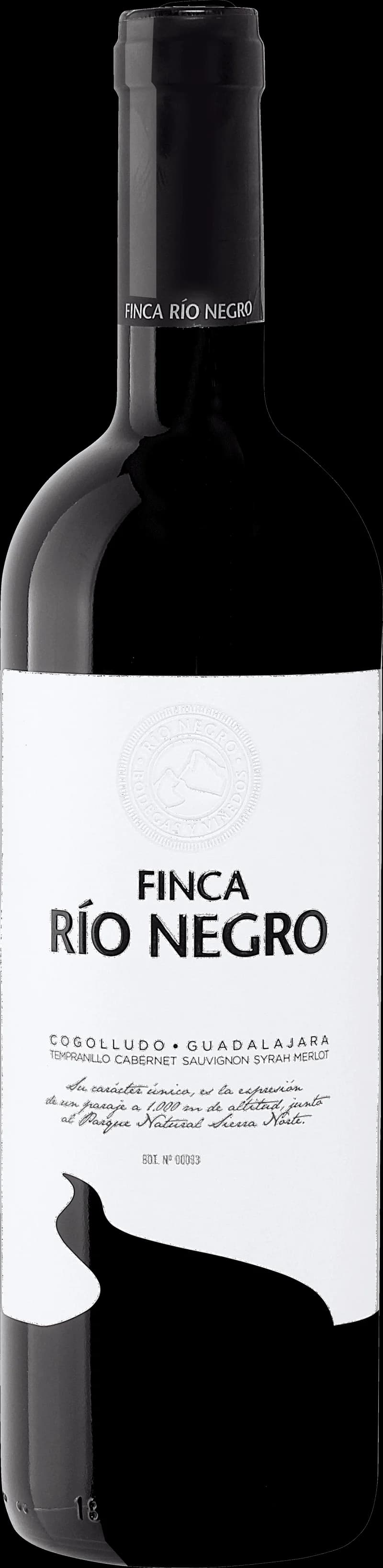 Flaska med rött vin från Finca Río Negro