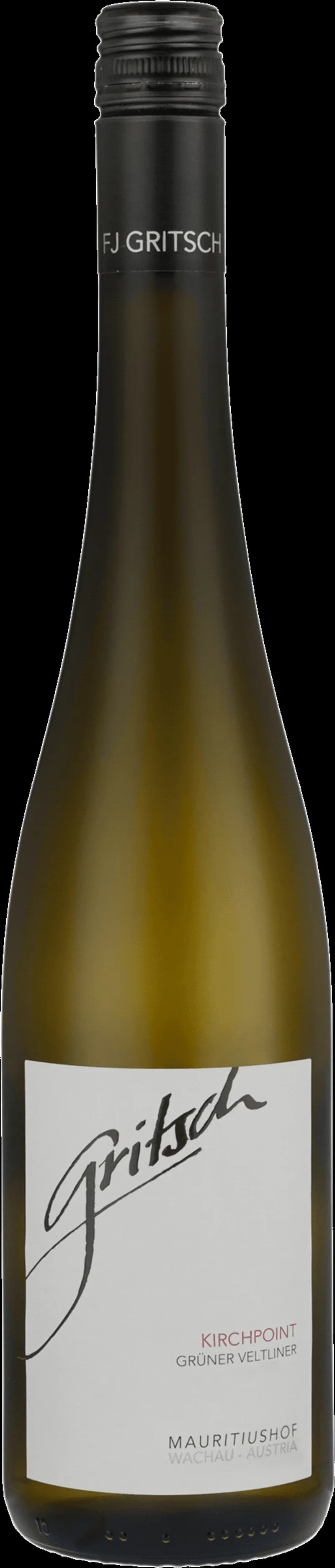 Flaska av vitt vin från producenten FJ Gritsch.