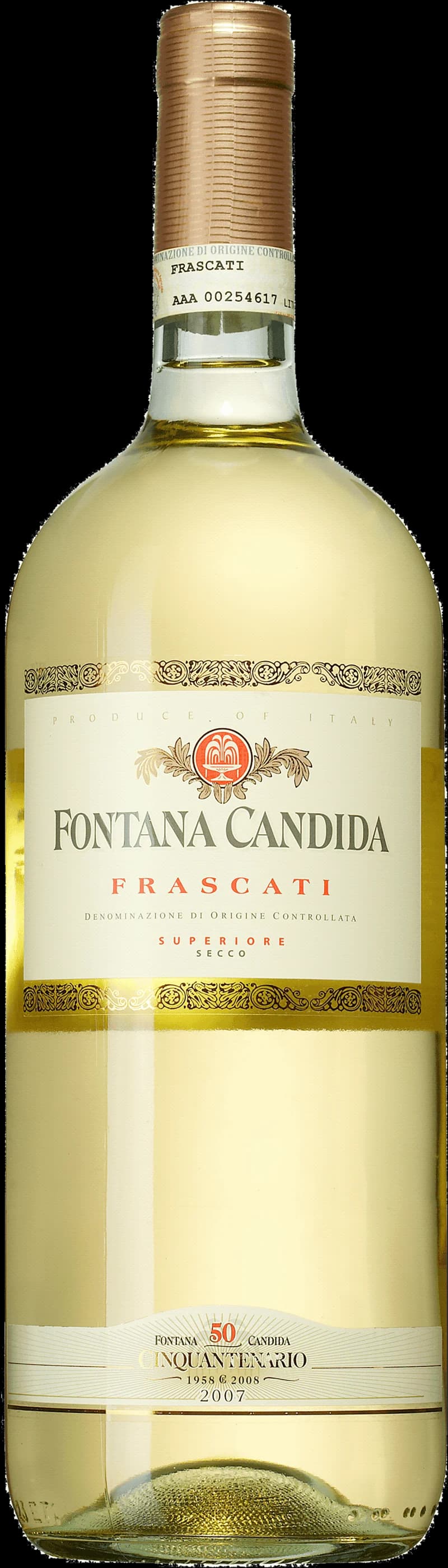 Fontana Candida vitt vin på en ljus bakgrund.