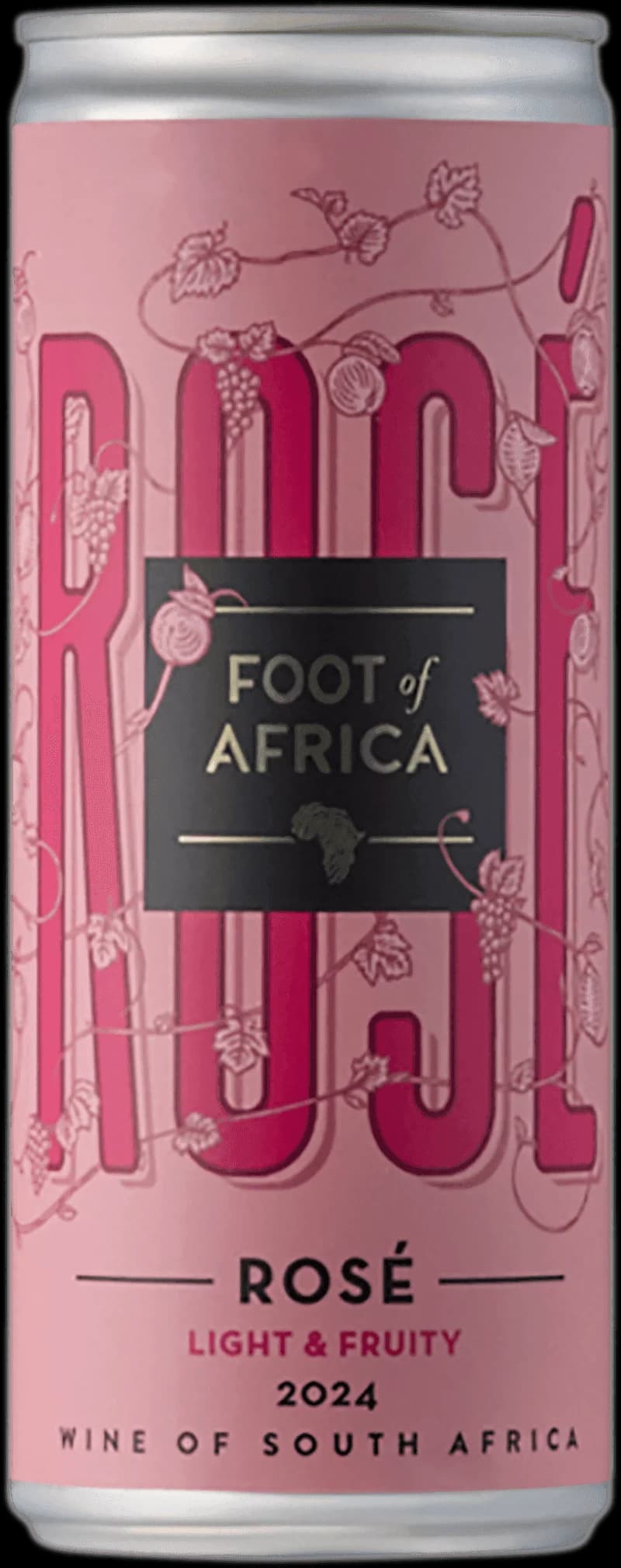 Flaska med Foot of Africa rosévin mot en ljus bakgrund.