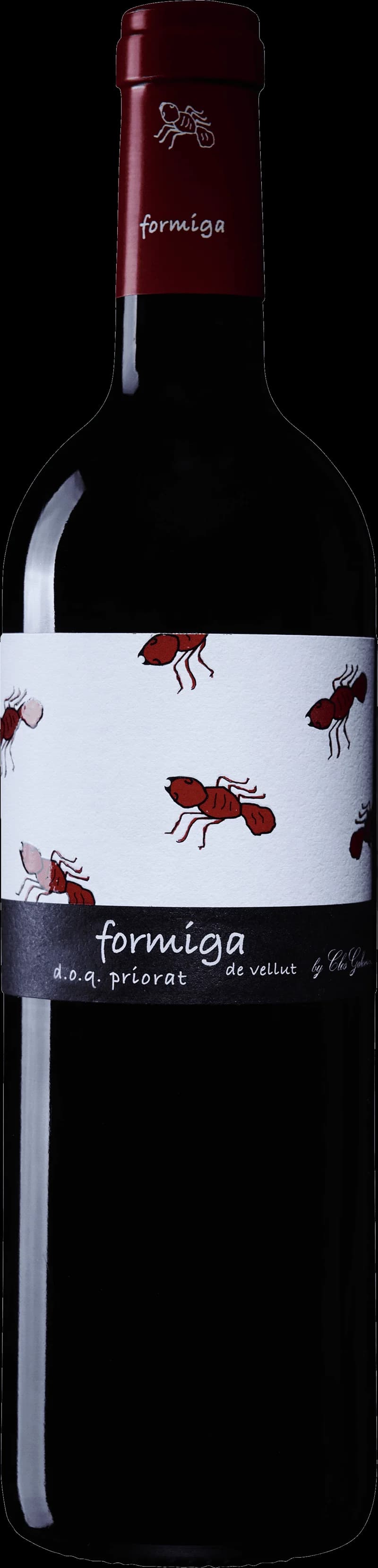 Flaska med rött vin från Formiga vingård