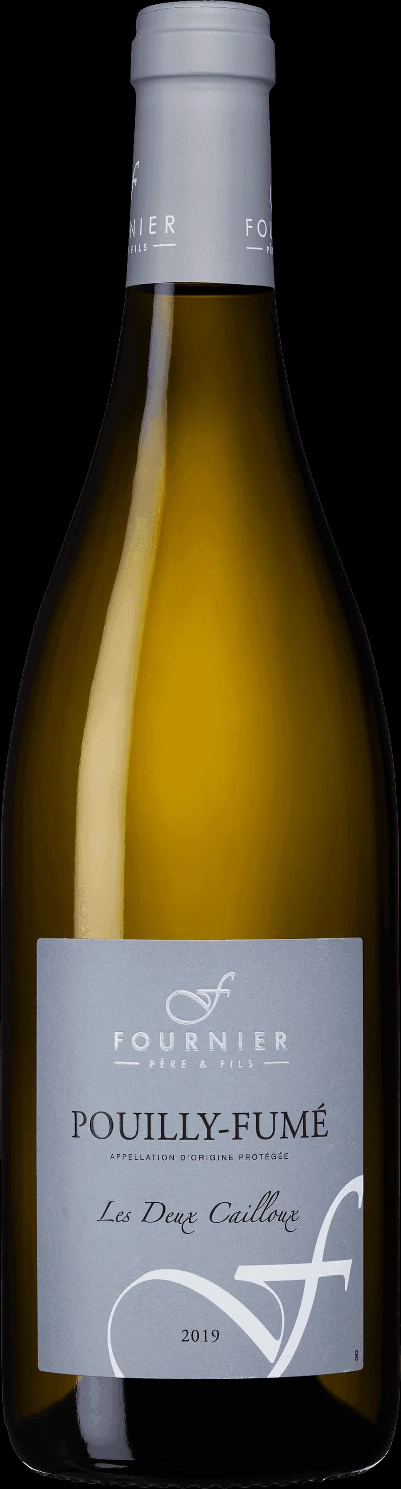 Flaska av Fournier Pouilly-Fumé vitt vin mot neutral bakgrund.