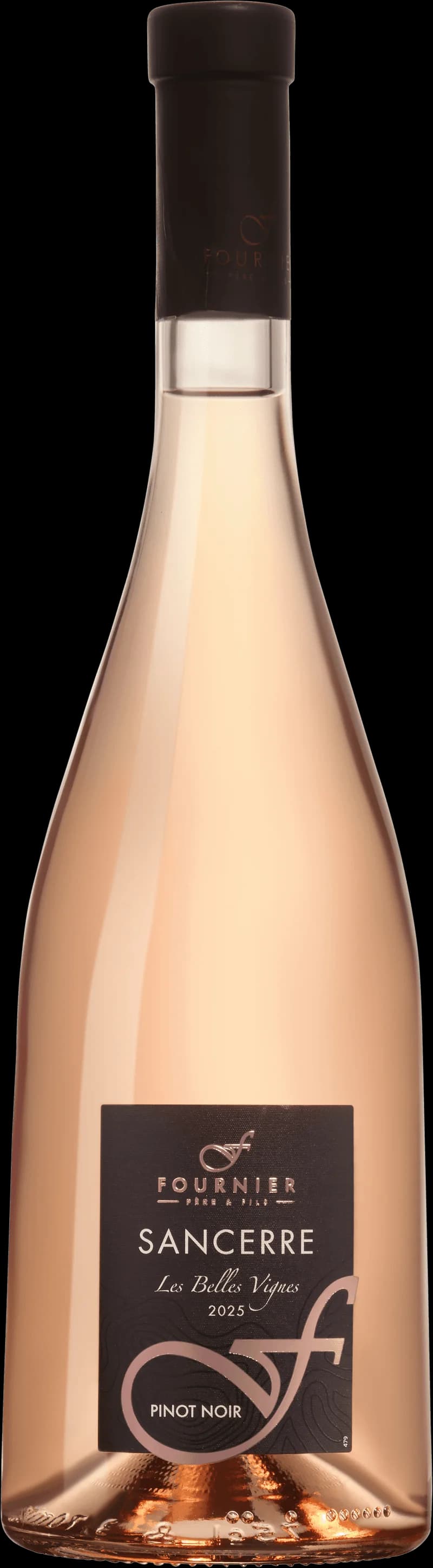 Flaska med Fournier rosévin mot ljus bakgrund