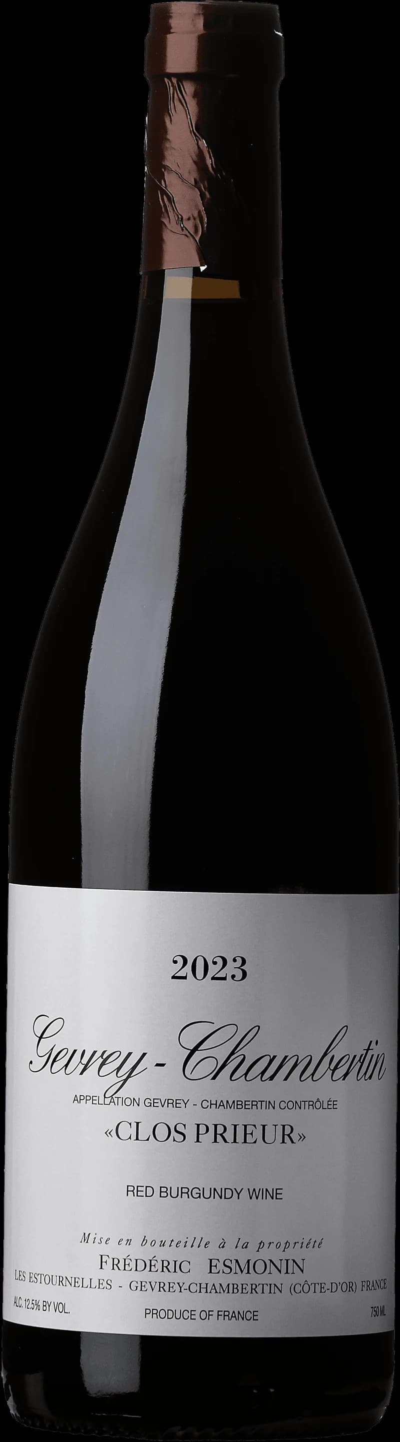 Flaska av rött vin från Frédéric Esmonin