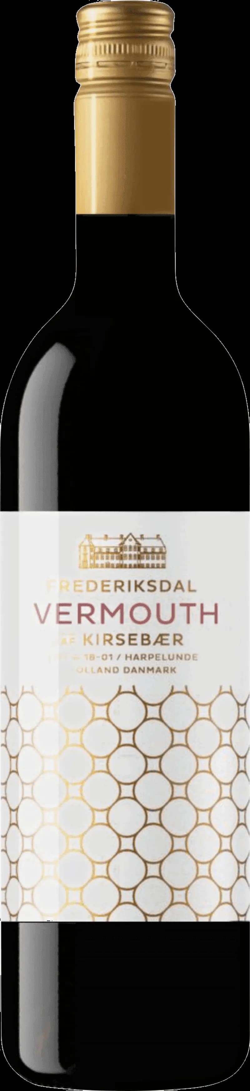 Frederiksdal vermouthflaska på vit bakgrund