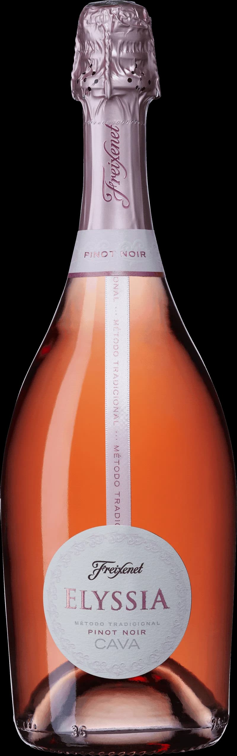 Flaska av Freixenet Elyssia mousserande vin mot ljus bakgrund.
