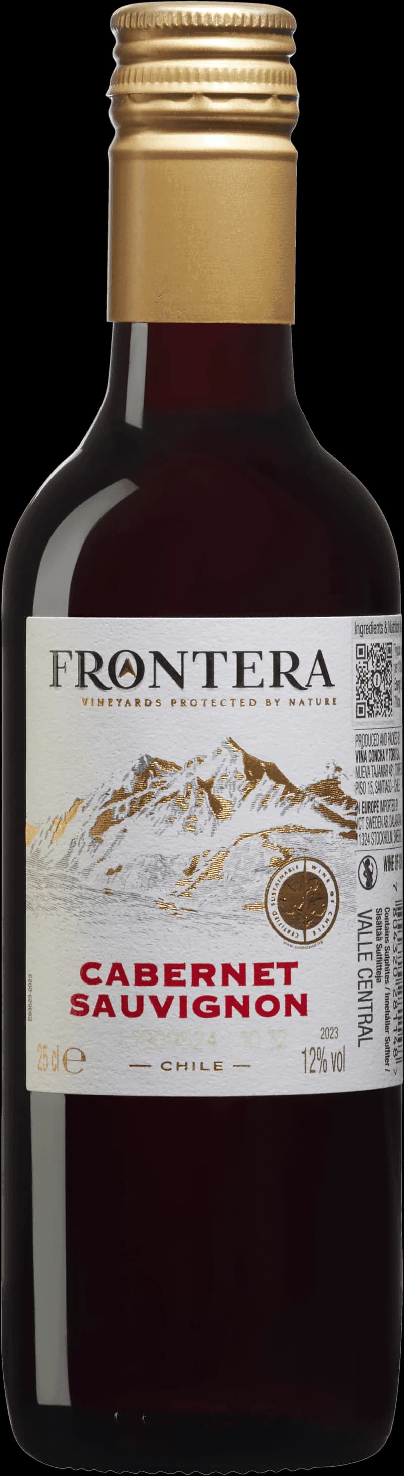 Flaska av Frontera rött vin på en bordsservering.