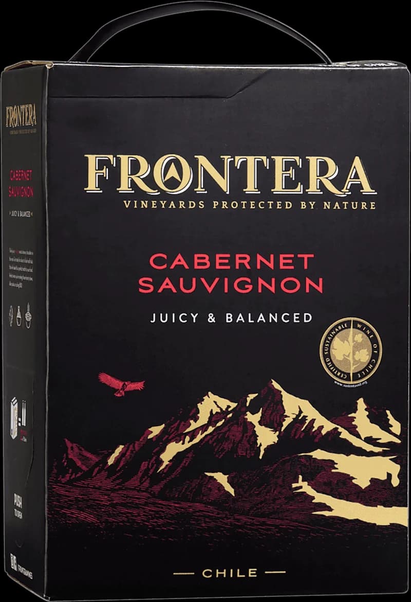 Flaska av Frontera rött vin på en bordsservering