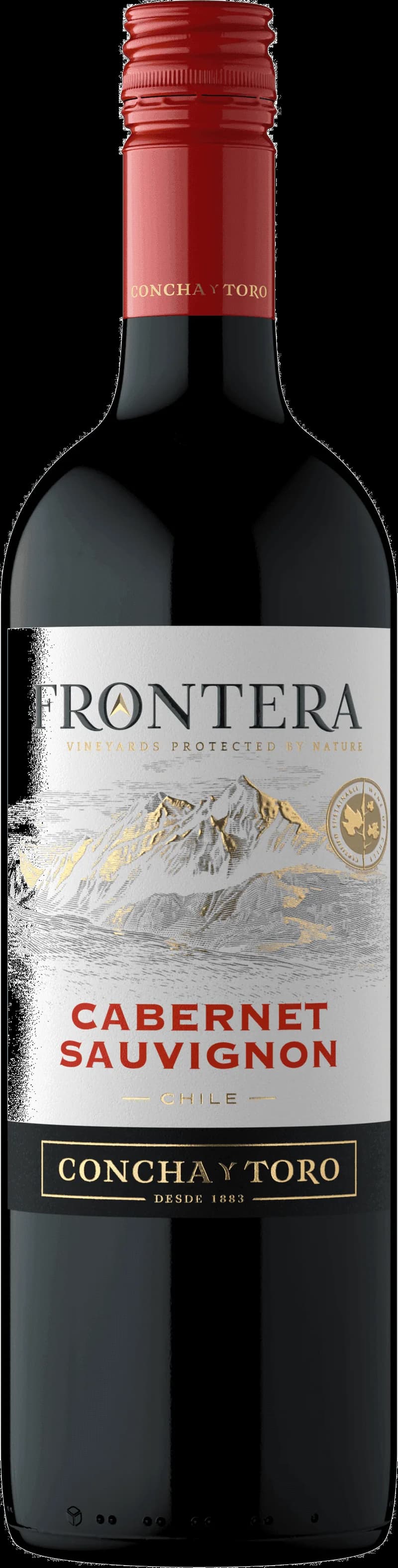 Flaska av Frontera rött vin på en bordsservering.