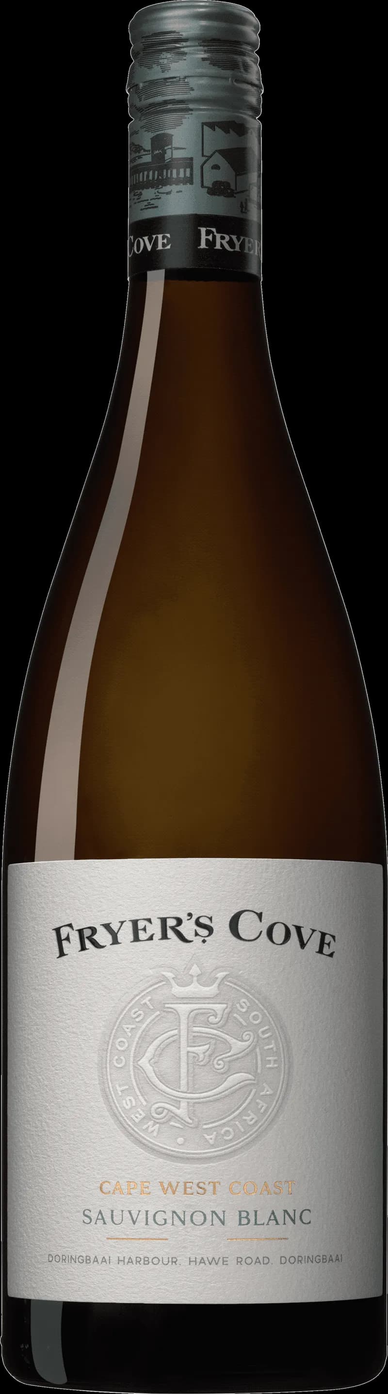 Fryer's Cove vitt vin i ett vinglas mot en ljus bakgrund.