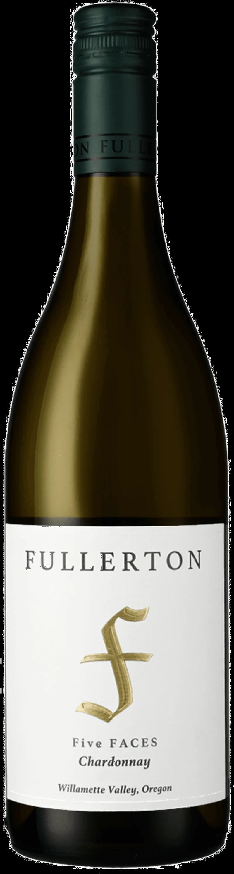 Flaska med Fullerton vitt vin mot ljus bakgrund