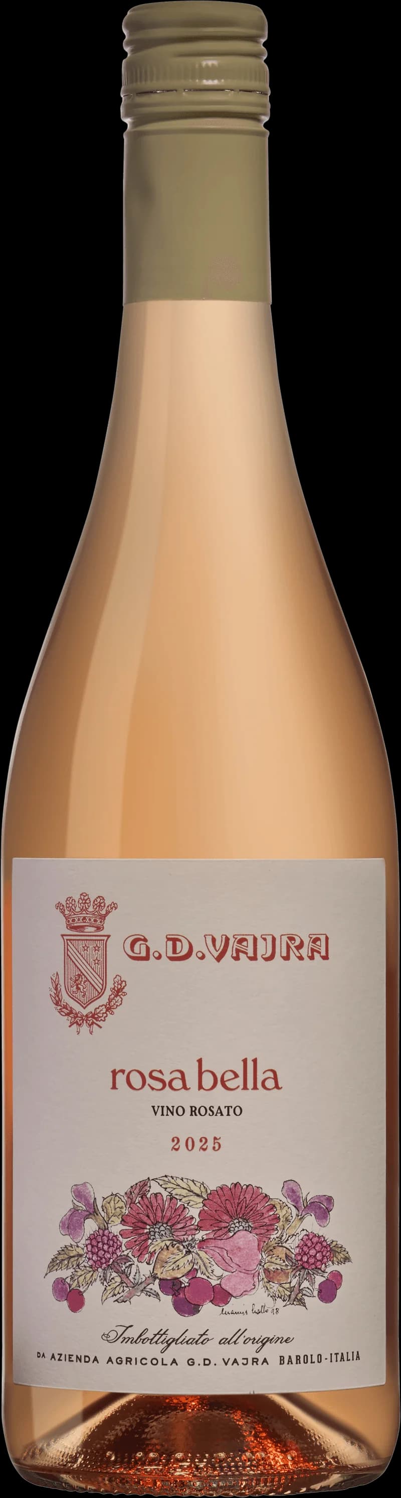 Flaska G.D. Vajra rosévin mot ljus bakgrund