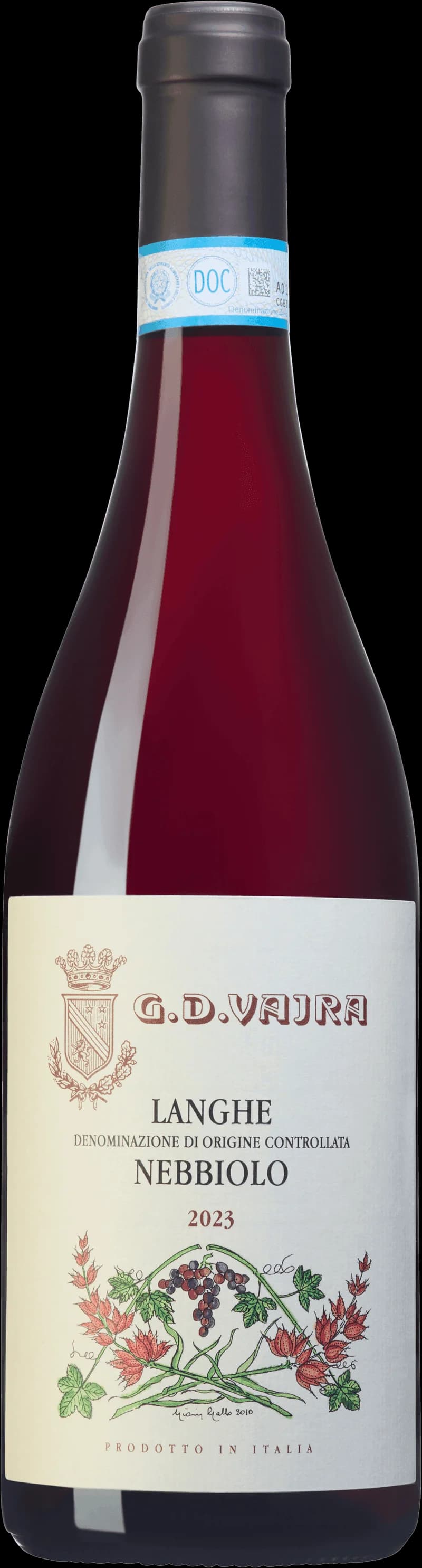 Flaska av G.D. Vajra rött vin från årgång 130201